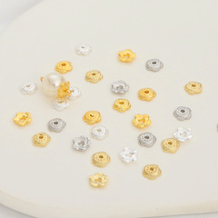 DIY串飾隔珠配件強保色五葉條紋梅花小花托6mm花帽珍珠底托珠托