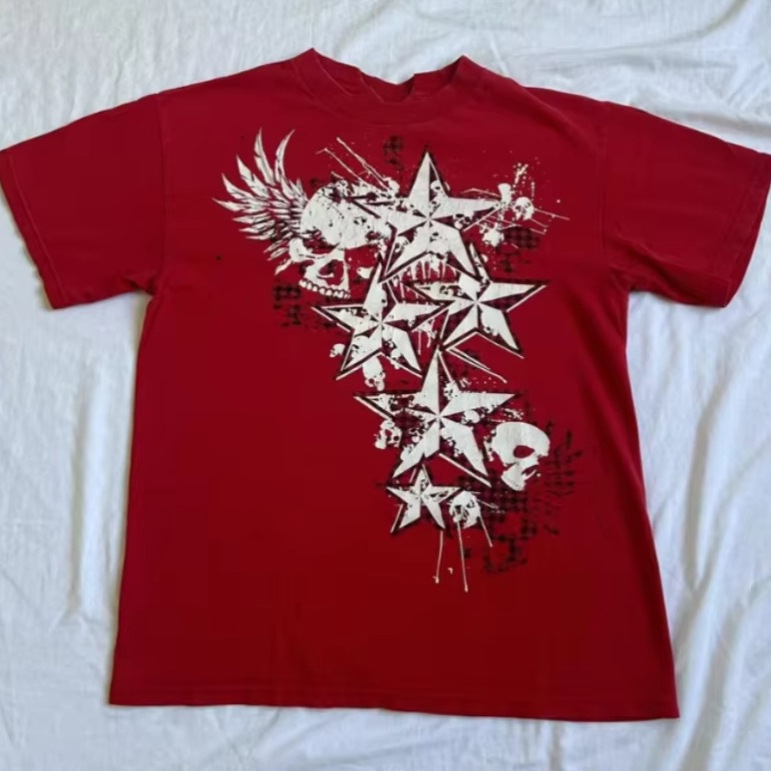 Women's 90 s Vintage Mall Gothic T-Shirt Y2K Cyber Grunge Skull emo