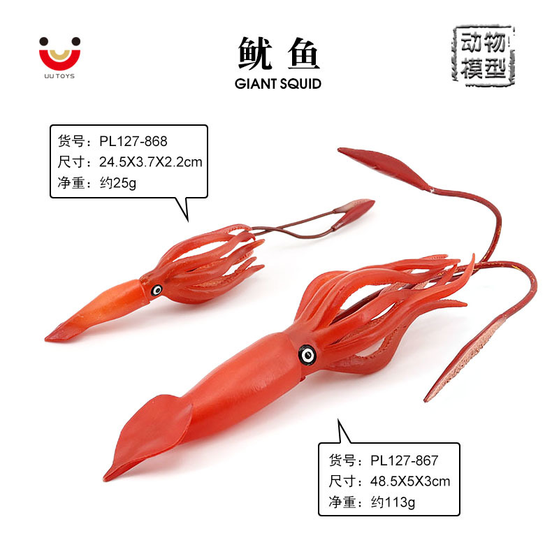 跨境海洋生物 鱿鱼 柔鱼 枪乌贼 仿真海洋动物 儿童认知玩具