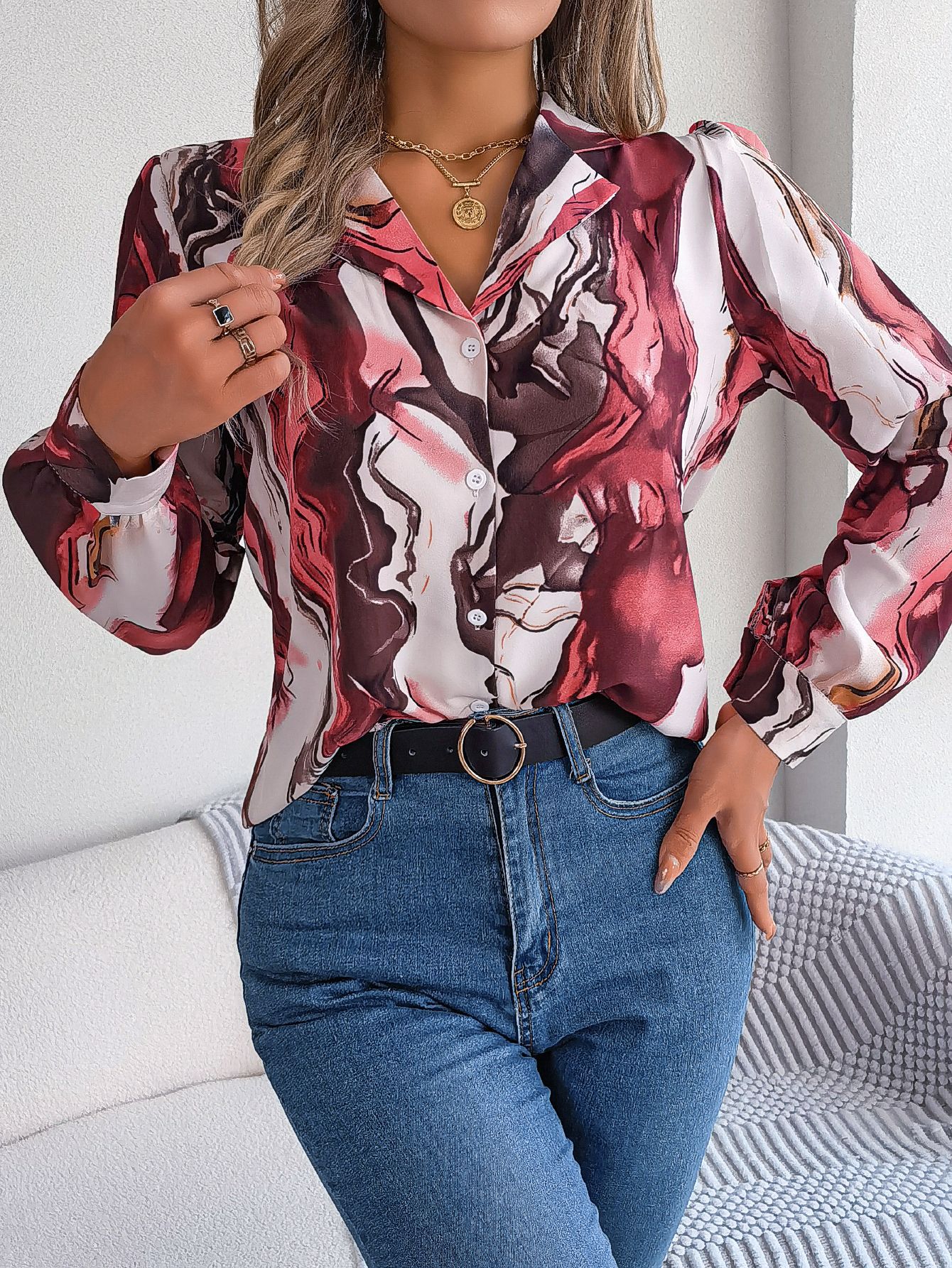 Women's Blouse Long Sleeve Blouses Printing Casual Printing display picture 3