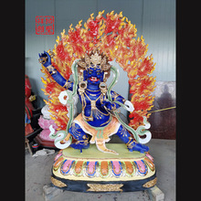 祥狮雕塑藏佛纯铜彩绘铸造大型藏传铸铜金刚手菩萨密宗佛像定制款
