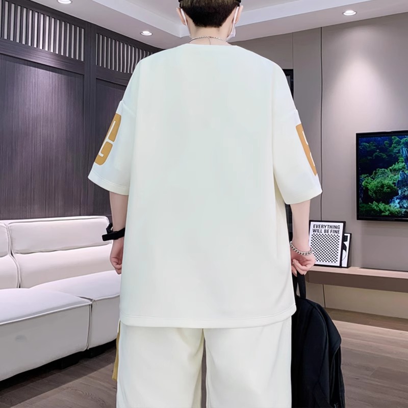 Casual Sports suit Men's Summer 2025 New Collocation Handsome Youth Summer Ice Silk Short Sleeve Shorts