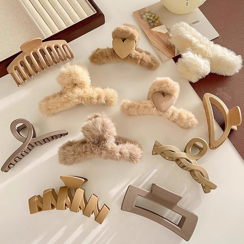 Otoño y invierno de tamaño grande clip de tiburón clip de pelo de peluche de alta calidad en la parte posterior de la cabeza clip de pelo de peluche clip de agarre