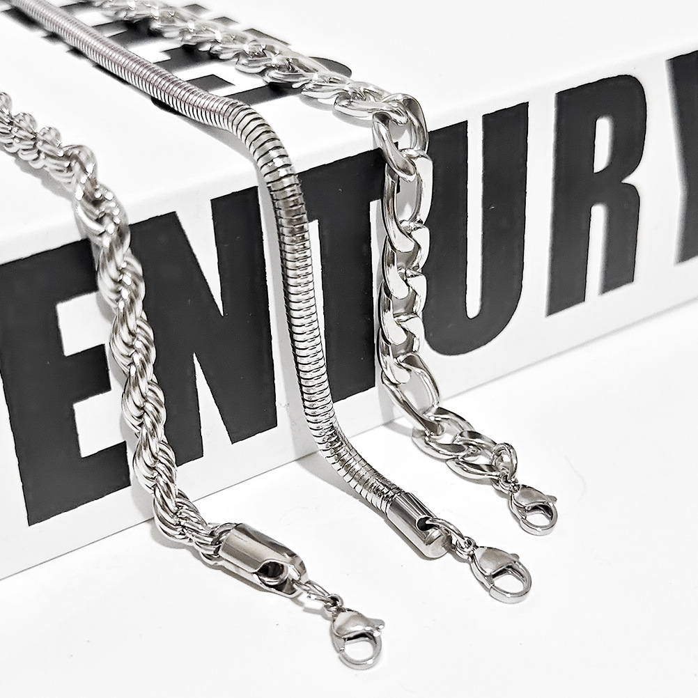 15g Weight Chain Bracelet Classification Titanium Steel Chain Material Twisted Rope Chain, snake chain, figaro chain Chain Type 1 Piece Quantity Daily Occasion Titanium Steel Material Geometric Pattern All Seasons Season Men's Gender Hip-Hop Style Hip-Hop Geometric Titanium Steel Men's Chain Bracelet Men's Chain Bracelets 1