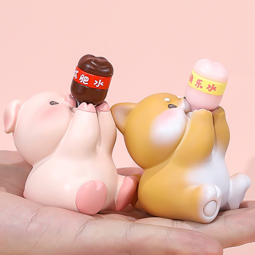 Happy Ton Ton Desk Miniature Cute Animal Cartoon Figurine Car Center Console Resin Ornament Birthday Gift