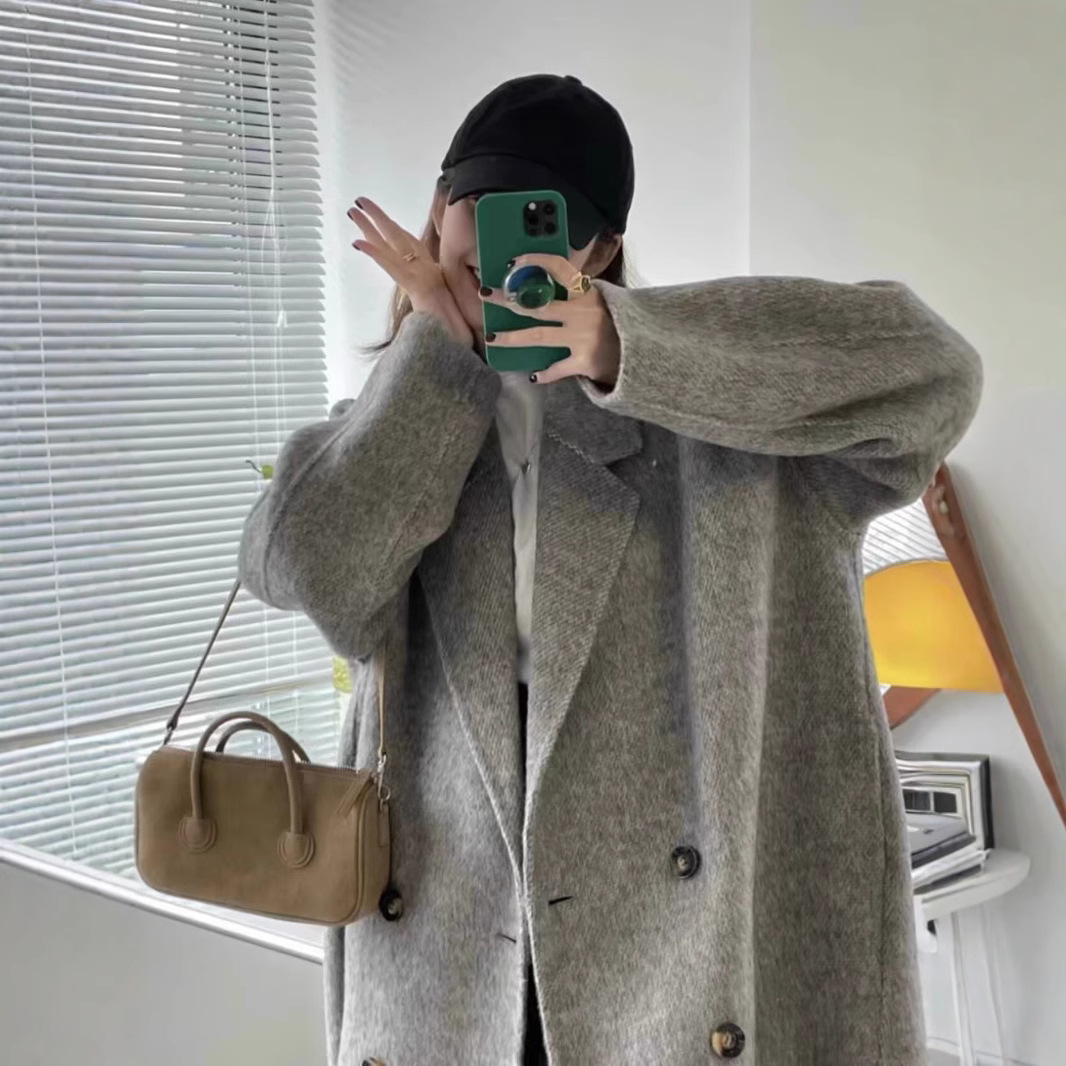 高品质2025秋冬双面羊毛大衣简约气质百搭中长款毛呢大衣女外套