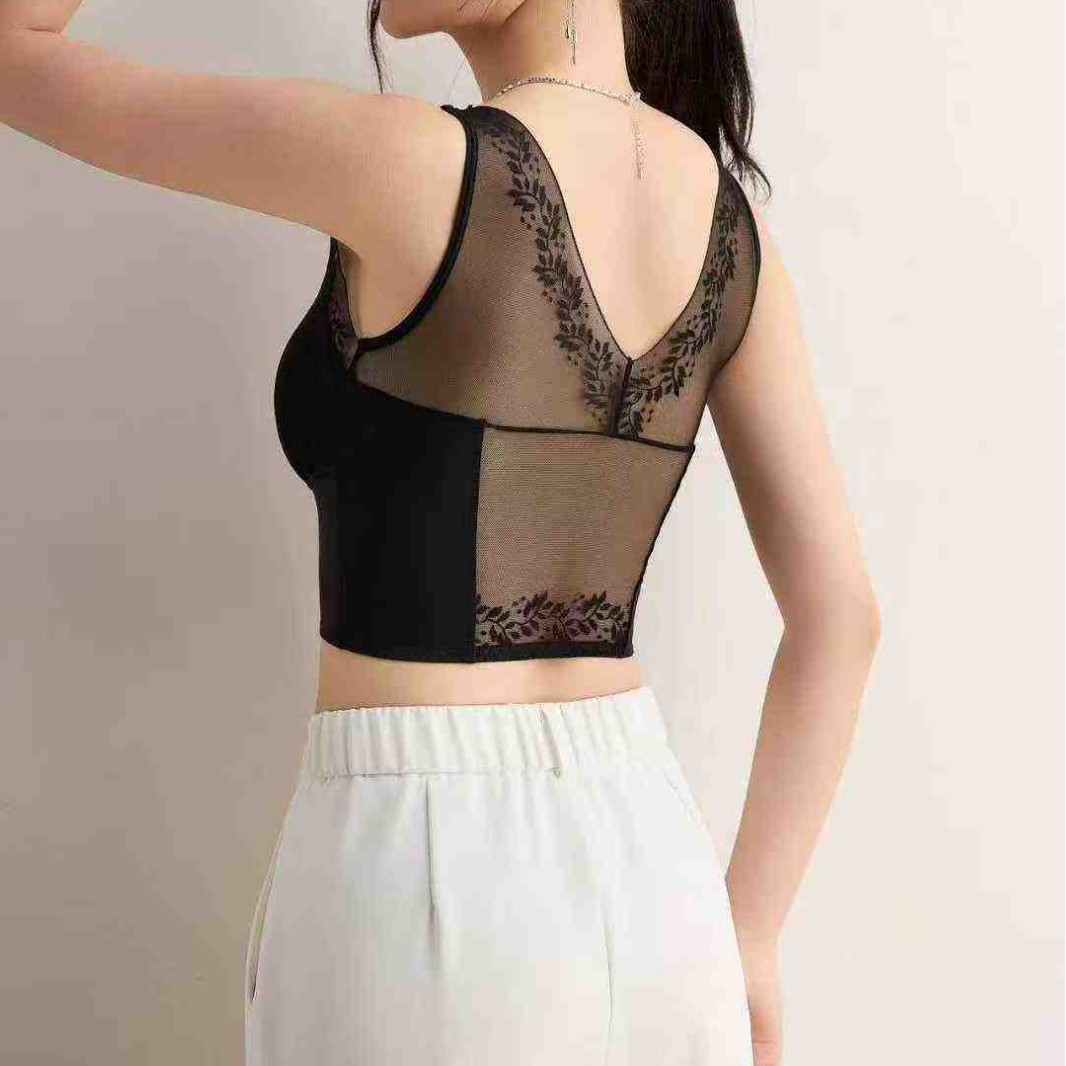 9801 # nuevo encaje sin marcas hermosa espalda sin anillo de acero chaleco sexy ropa interior damas base anti-luz deportes