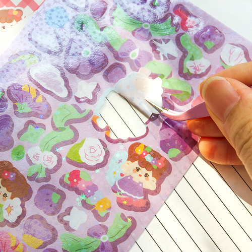 Message: Little Boo Dot Laser Goo Card Stickers, Cute Girl Text Dots DIY Hand Account Goo Plate Stickers 2 Pieces, 6 Styles