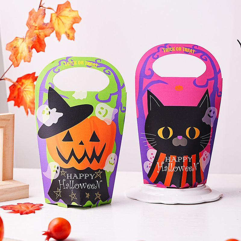 Cross-border New Halloween Party Portable Pumpkin Kitty Candy Box Creative Holiday Gift Packaging Paper Box