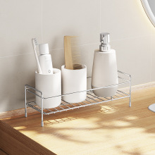 跨境浴室置物架免打孔梳妆台面架洗面台化妆品收纳架不锈钢置物架
