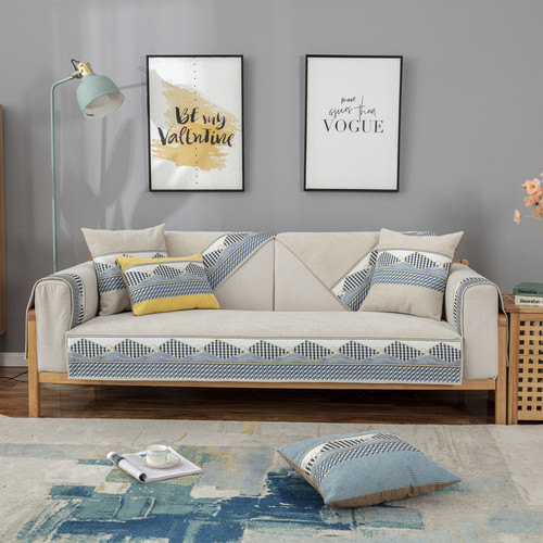 Nordic simple sofa cushion, universal anti-slip leather sofa cover for all seasons, chenille high-end seat cushion, backrest towel and cover cloth