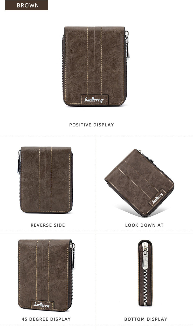 Casual, Daily Occasion Men's Solid Color Pu Leather Zipper Small Wallets