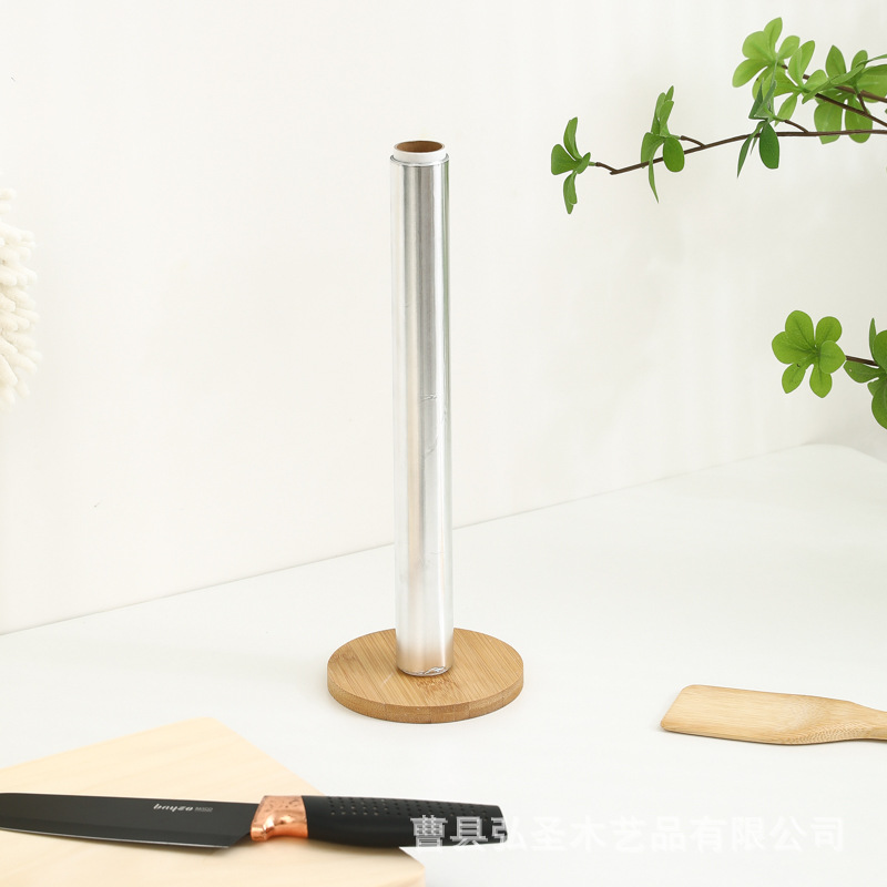 En stock de bambú titular de pañuelos de cocina restaurante vertical de madera rollo de papel de almacenamiento de plástico estante perezoso trapo titular