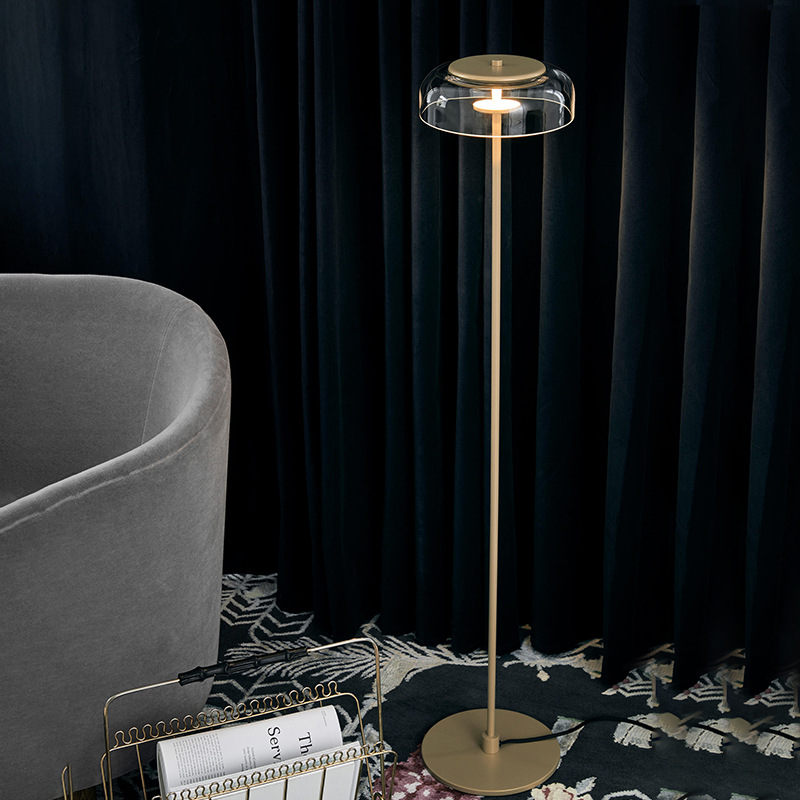 Nordic Modern Minimalist Sofa Lamp Vertical Floor Lamp Light Luxury Iron Glass Decoration Living Room Bedroom Bedside Lamp