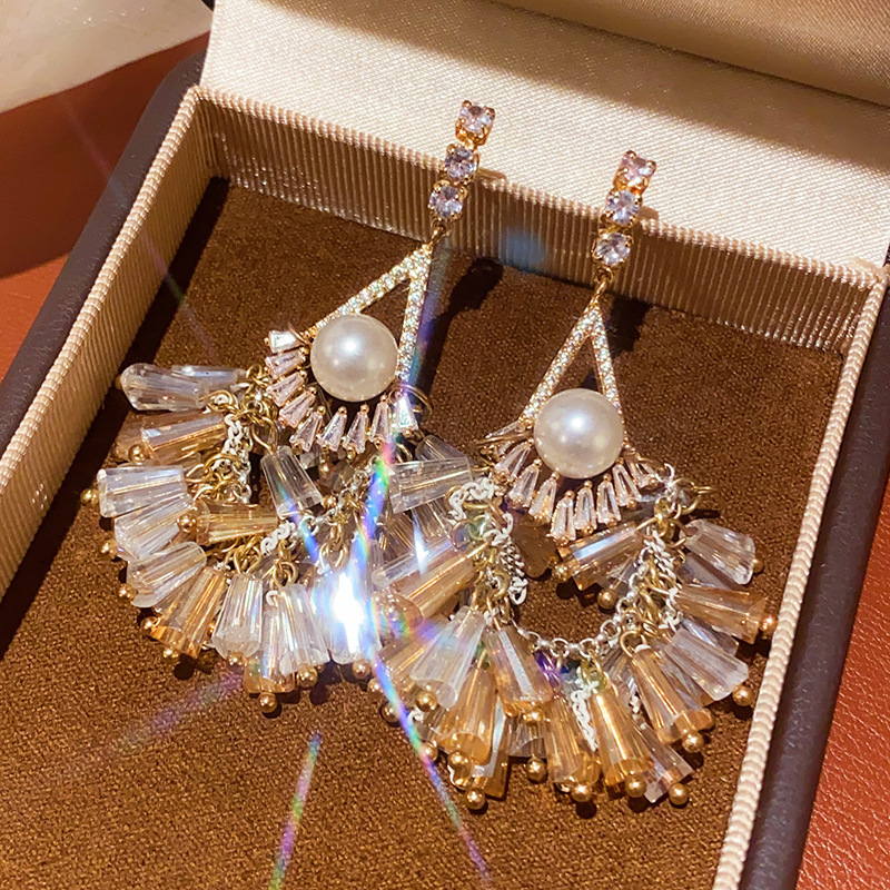 Oro real arco de perlas de aretes
