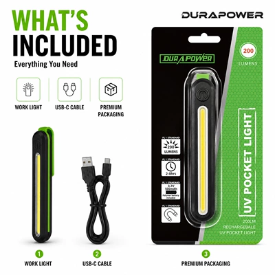 26 new models of UV pen lights for auto repair, COB strong light rechargeable ultra-bright portable LED work lights pen lights (İşçi projektorları) - black-green-penlightrechargeable-500mahtop-uvside-cob-high-200lm-2hlow-80lm-8h