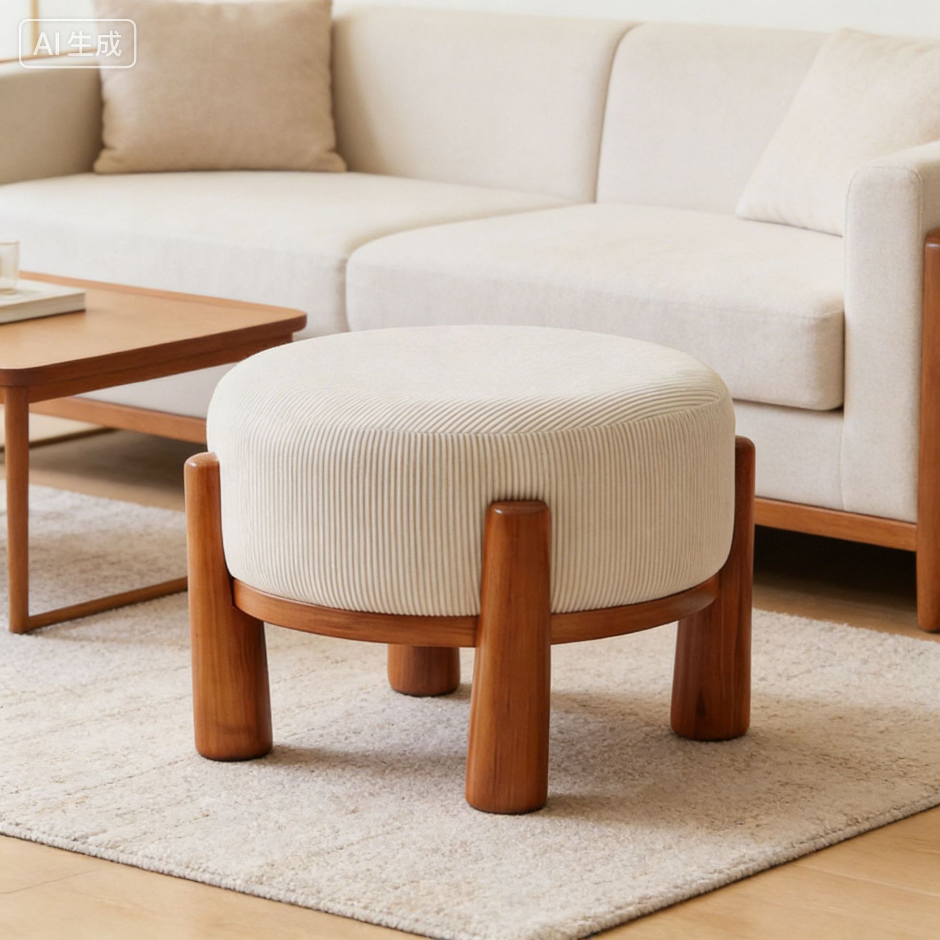Small Wooden Stool, Soft Cushioned Stool for Home Use, Coffee Table Stool, Living Room Small Chair, Sofa Stool, Simple Low Stool