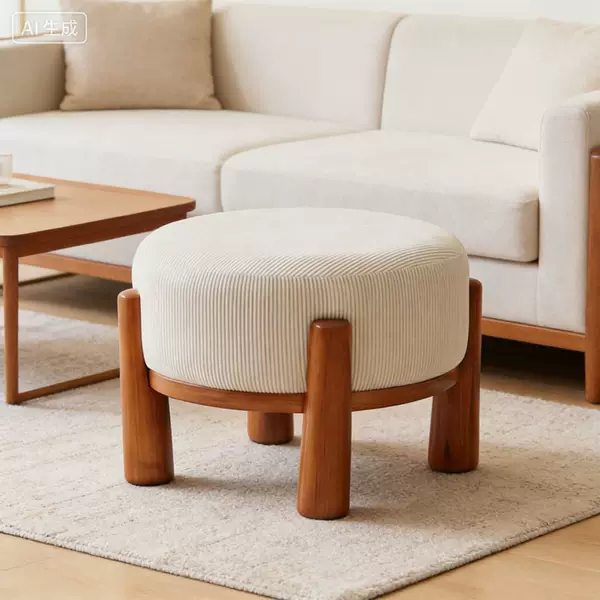 Small Wooden Stool, Soft Cushioned Stool for Home Use, Coffee Table Stool, Living Room Small Chair, Sofa Stool, Simple Low Stool