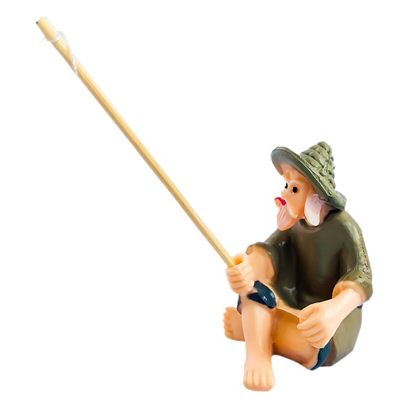 PVC figura pesca weng acuario decoración maceta decoración DIY artesanía micro paisaje paisajismo props jiang taigong