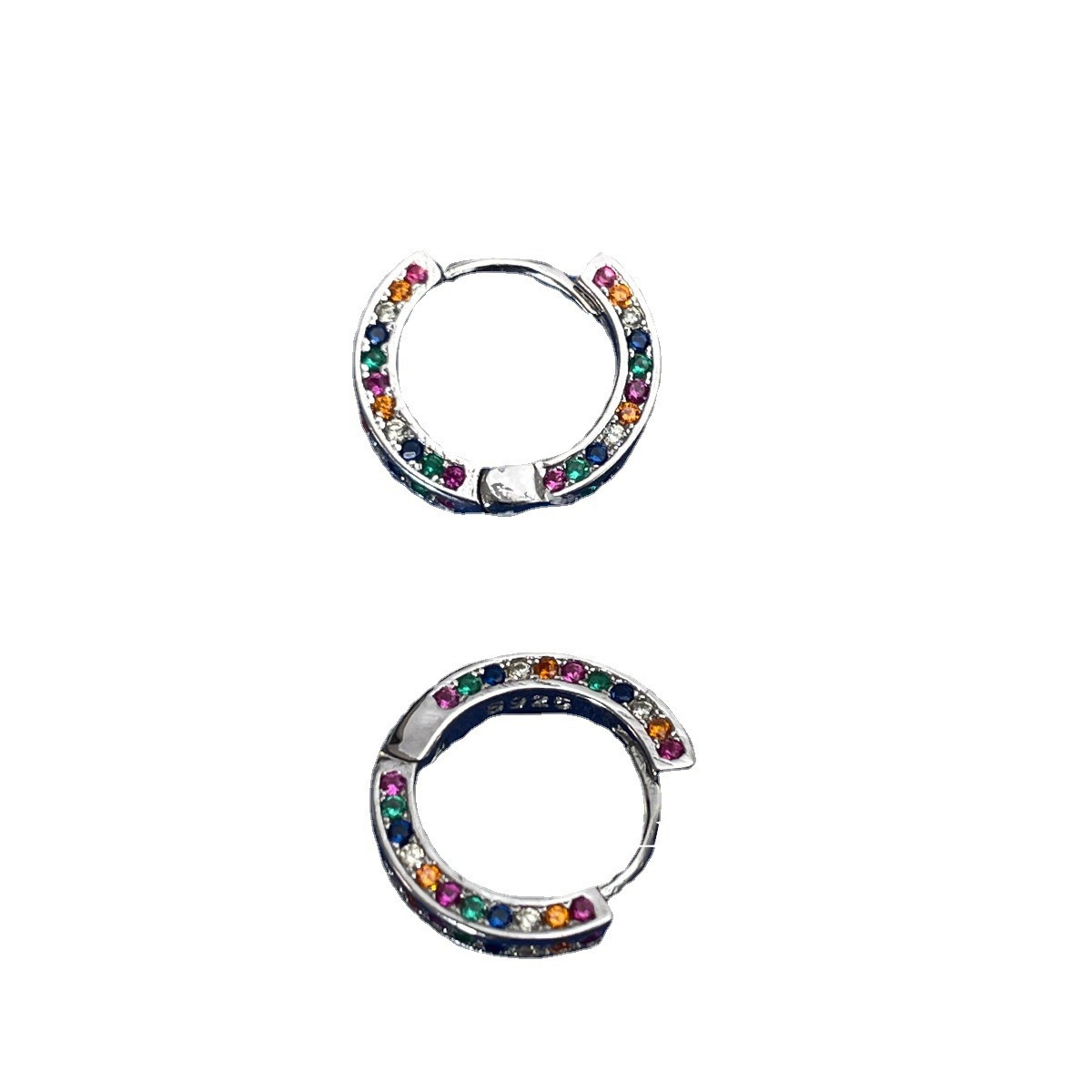 New Exquisite Colorful Zircon Hoop Niche Design High-end Unique Ear Cuffs Men's Artistic Simple Women's Earrings Studs_voghion.com