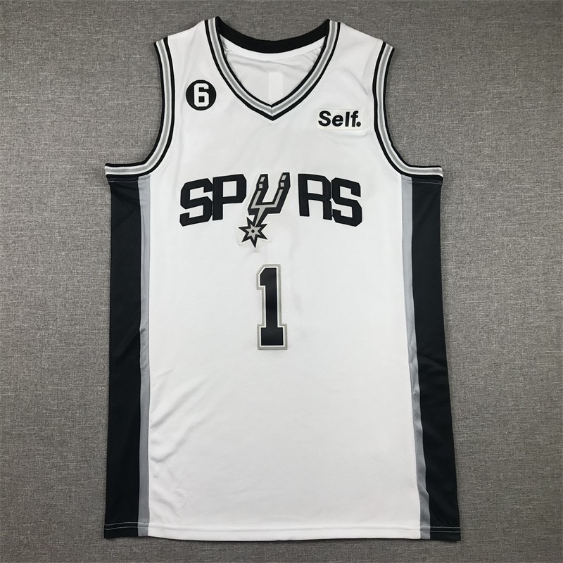 Camisetas y chalecos de baloncesto bordados de los Spurs al por mayor1 #   Wembanyama Wembanyama 4 #   5 # image 8