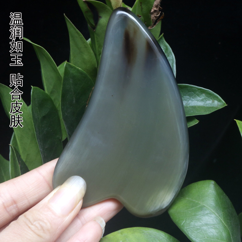 天然牛角スクレーパーの厚いイルカの顔の美容器のマッサージの穴は棒のメーカーを通して卸売りします。|undefined