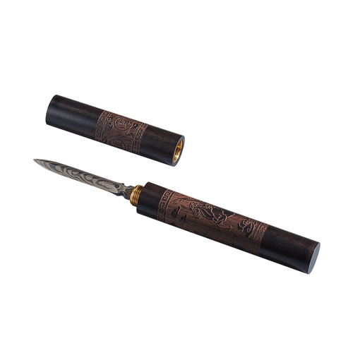 Damascus tea knife pattern steel tea needle ebony solid wood tea set pry tea accessories spare Pu'er tea cake tea opener