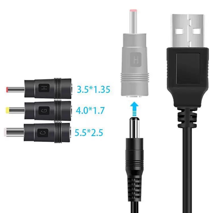 Venta al por mayor cabeza de conversión portátil juego de 8 piezas más cable USB 5,5*2,1 cabeza de conversión de energía multifunción cable USB
