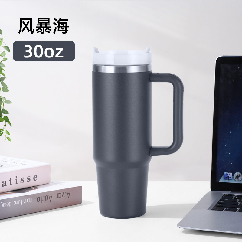国境を越えた新型二世代30オンス自動車カップ屋外携帯大容量ハンドル氷覇カップ家庭用ストロー保温カップ|undefined