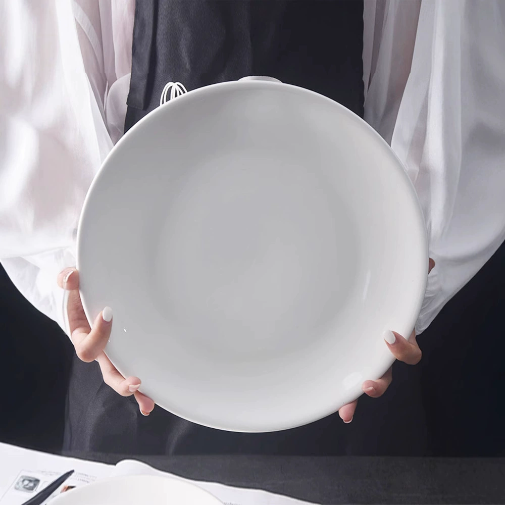 Стейк-п plate чистый белый керамический круглый блюдо для западной кухни диск тарелка плоская диск блюда западного стиля посуда оптом