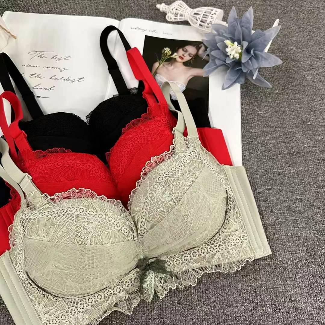 Nuevo sujetador de encaje de moda Jacquard transpirable ajustable confortable anti-caída reunido tres botones lotes de ropa interior image 3