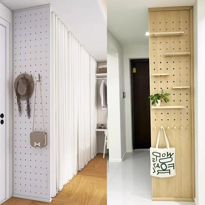Perforated Board Wardrobe Side Panel with Three-Sided Slot Screen Partition Side Wall Living Room Entrance Entrance Solid Wood Storage Rack Solid Wood