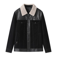 品牌剪标男装男士秋冬季可拆卸毛领加厚休闲时尚拼接夹克J4U208