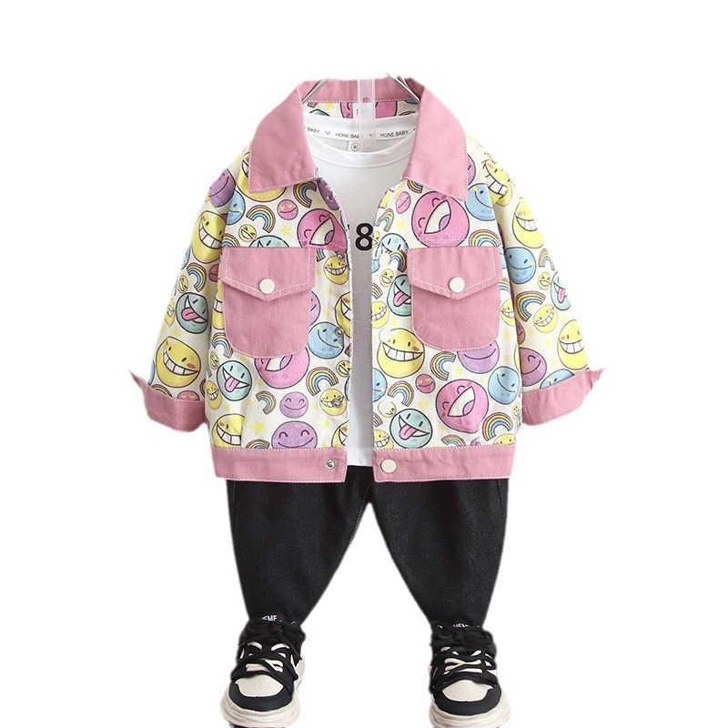 6271 Camisa para niños Chaqueta para niños Primavera y otoño Chaqueta rosa estilo occidental Cárdigan 2025 Nuevo bebé Otoño Tide