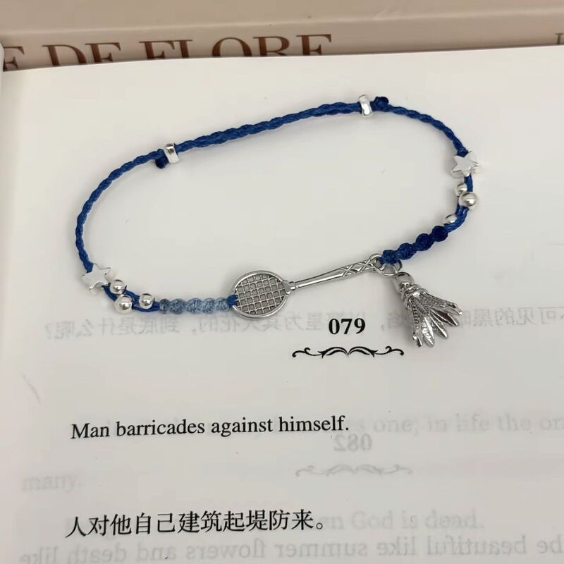 ファッショナブルな新しい中国風の手織り青いヒトデと魚のカップルブレスレットシンプルで新鮮な白い細いブレスレット|undefined