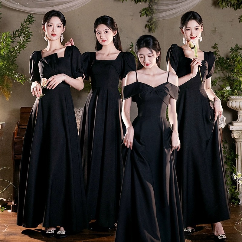 Evening Dress for Women 2026 New Style Banquet Elegant High-End Bridesmaid Dress Black Birthday Adult Mini Dress