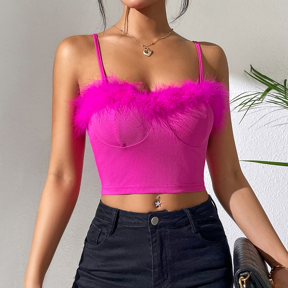 Women's Vest Tank Tops Feather Backless Streetwear Solid Color display picture 3