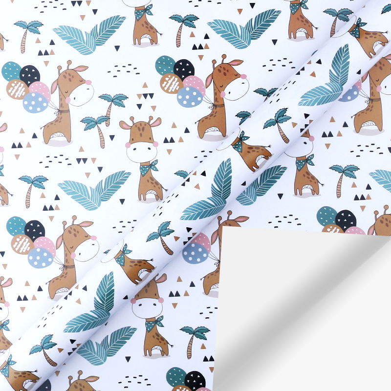 Regalo de animales de dibujos animados papel recubierto de vacaciones impresión regalo papel de regalo de cumpleaños papel de embalaje al por mayor