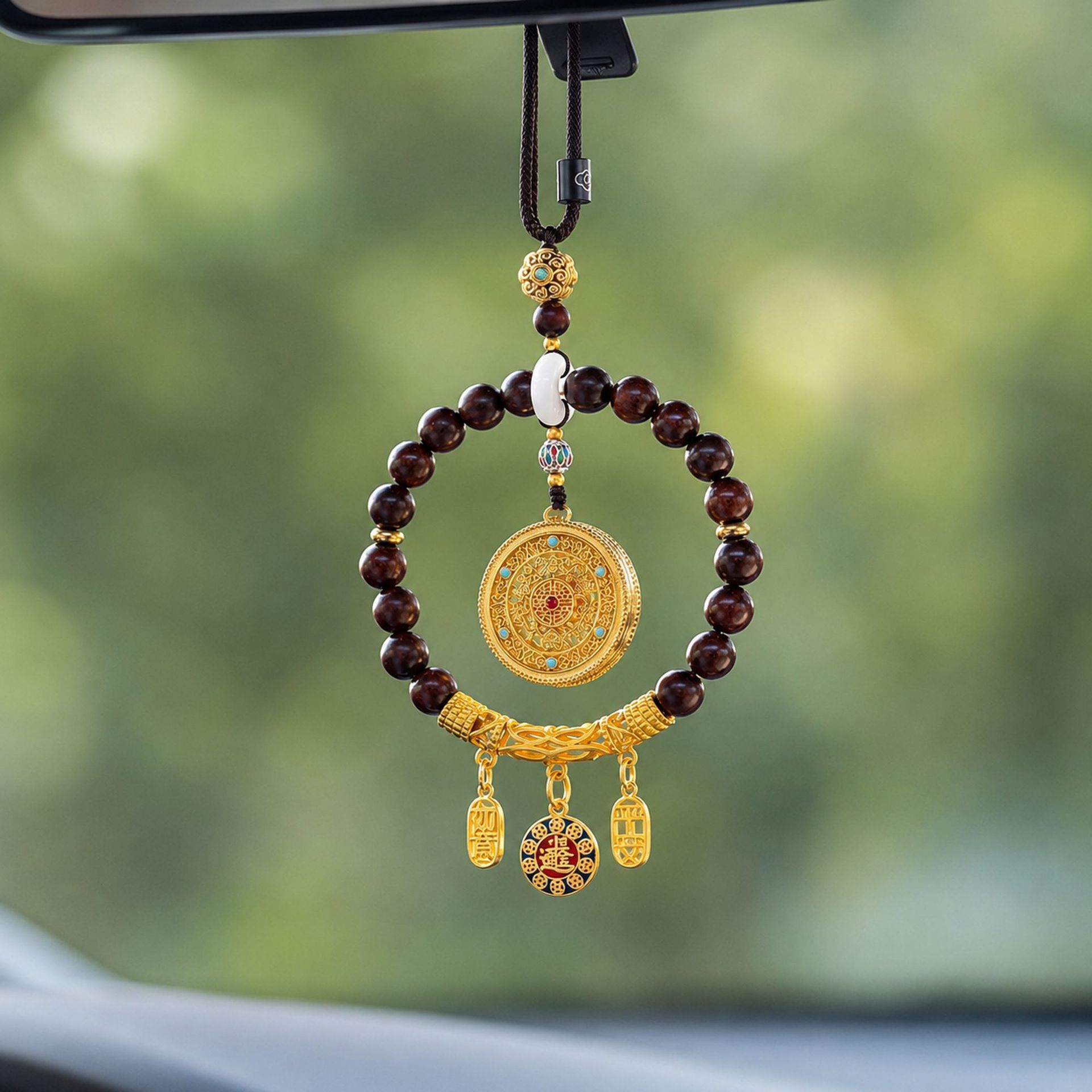 Original car pendant car pendant Ping'an Ruyi handmade rearview mirror pendant sandalwood car pendant
