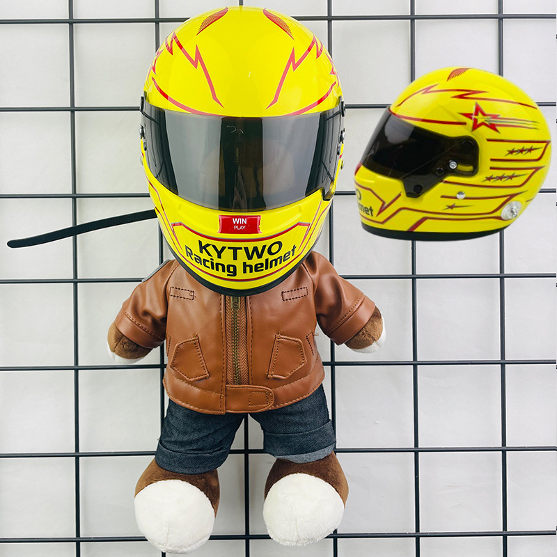 Coche eléctrico colgante oso muñeca casco cuero juguete coche tronco montar decoración 4S reparación tienda locomotora muñeca