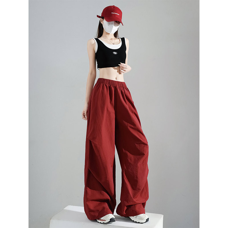 Angola Red Work Pants for Women, Summer Thin Style 2026, Jazz Dance Street Dance Pants, Hiking Parachute Pants