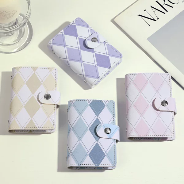 Ins Style New Arrival Diamond Card Bag Women's Plaid Exquisite Cute Multi-Function ID Bag Large Capacity Multi-Card Card Case