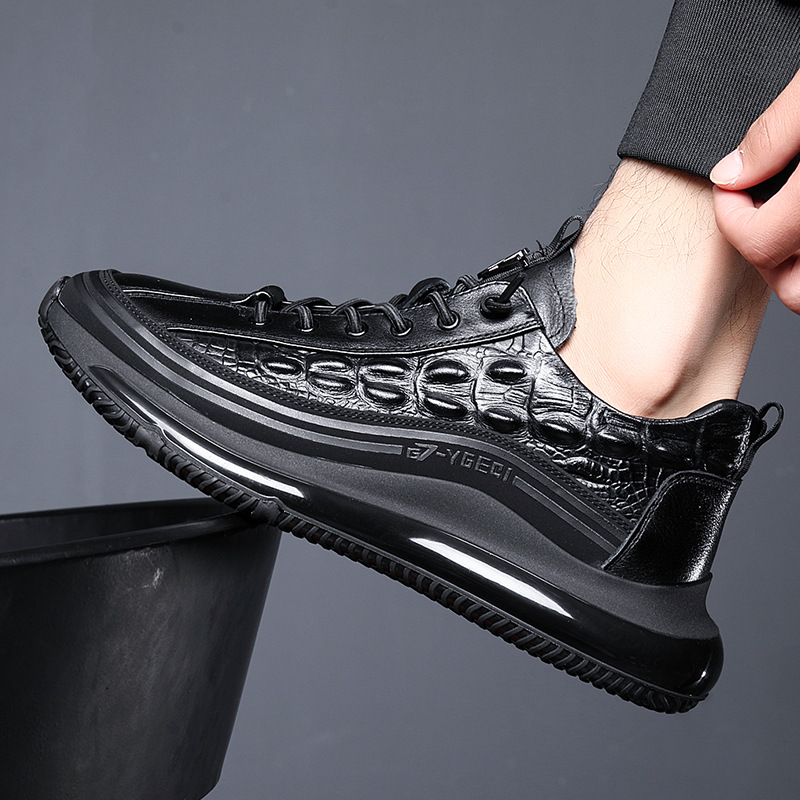 Trendige Sportmänner, lässige Herrenschuhe aus Rindsleder mit Krokodilmuster, Popcorn-Laufschuhe mit weicher Sohle für Herren_voghion.com