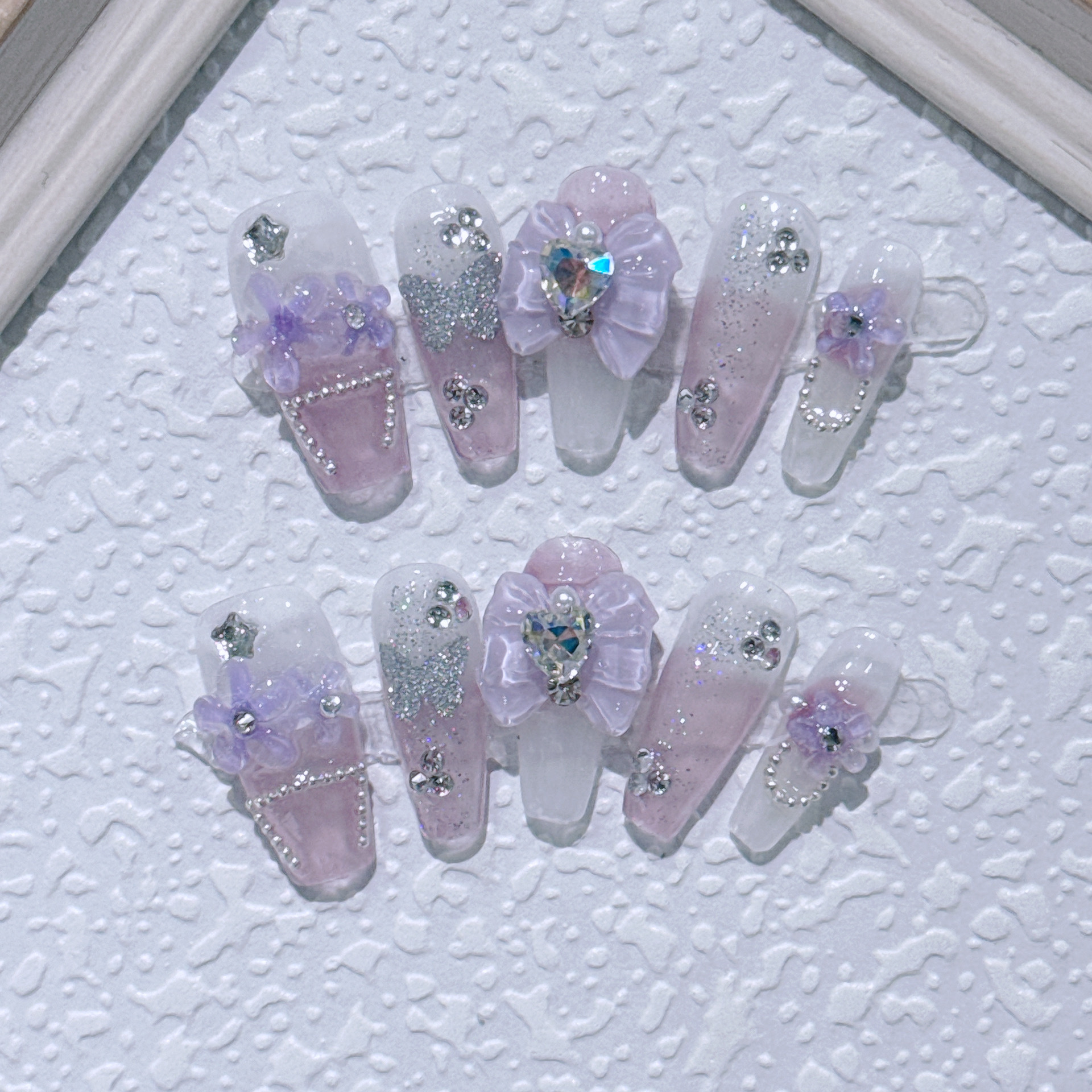 Uñas de desgaste hecho a mano cielo estrellado sentido claro estilo de hadas Iris parche de uñas producto terminado al por mayor