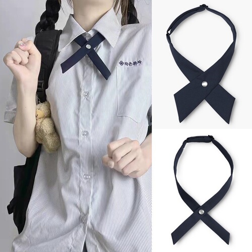 Thai school uniform accessories: Plain red and black bow tie for girls, cross-shaped necktie, Thai-style JK uniform decoration.