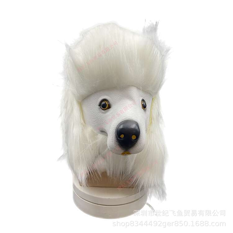 Caniche máscara animal capucha de látex Halloween mascarada apoyos cara completa capucha para adultos regalo de vacaciones