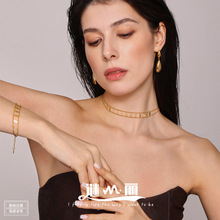 谜丽 菱形超闪碎亮片双层项链手链女ins风轻奢气质不锈钢套装饰品