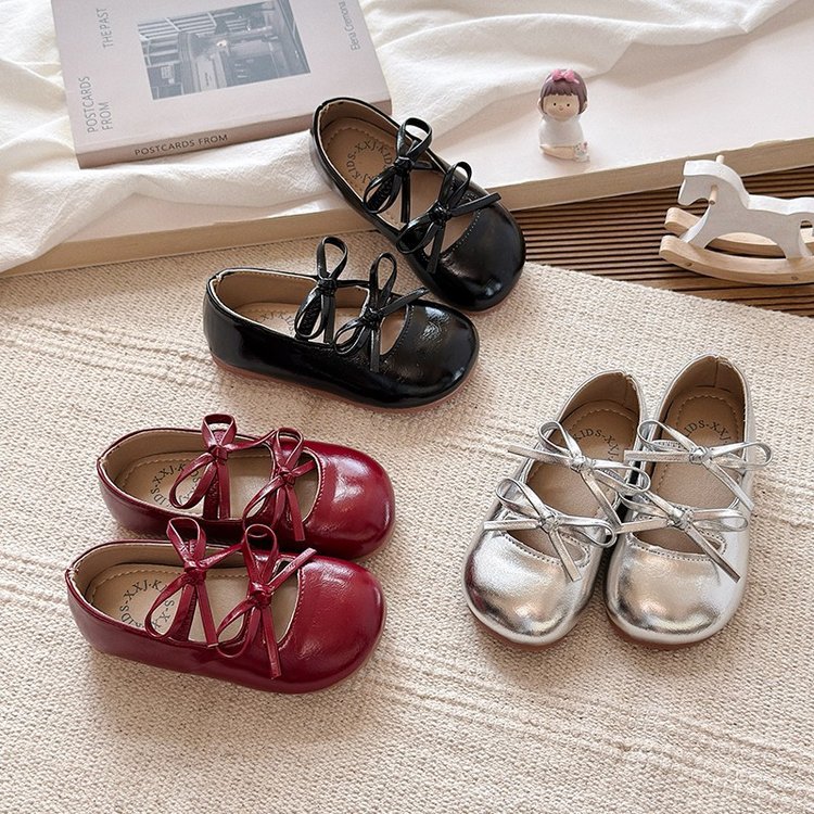 Korean Style Girls' Ballet Shoes 2026 Spring and Autumn New Soft-Soled Slip-On Mary Jane Leather Shoes for Older Children
