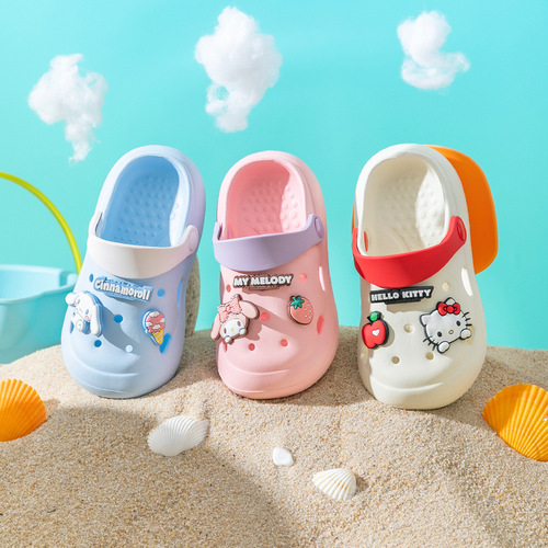 Sanrio Baby Croc Shoes Children's Slippers Summer Cartoon Kuromi Non-Slip Soft Soled Boys and Girls Sandals and Slippers
