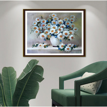 跨境代发花卉图十字绣小雏菊客厅卧室装饰挂画手工刺绣材料包印花